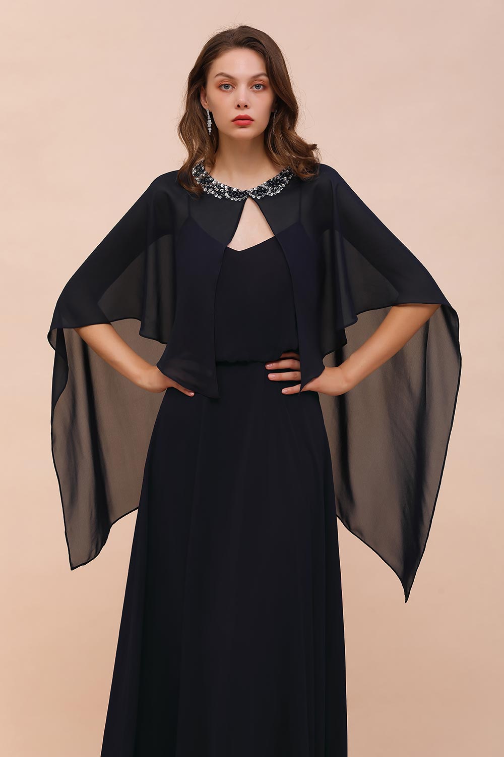 Chiffon Dark Navy Special Occasions Wrap