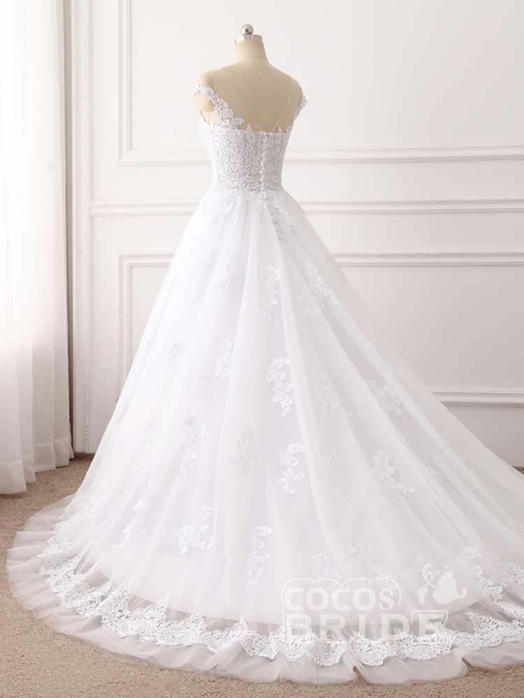 Long Tulle Lace Appliques Sweetheart Ball Gown Wedding Dresses