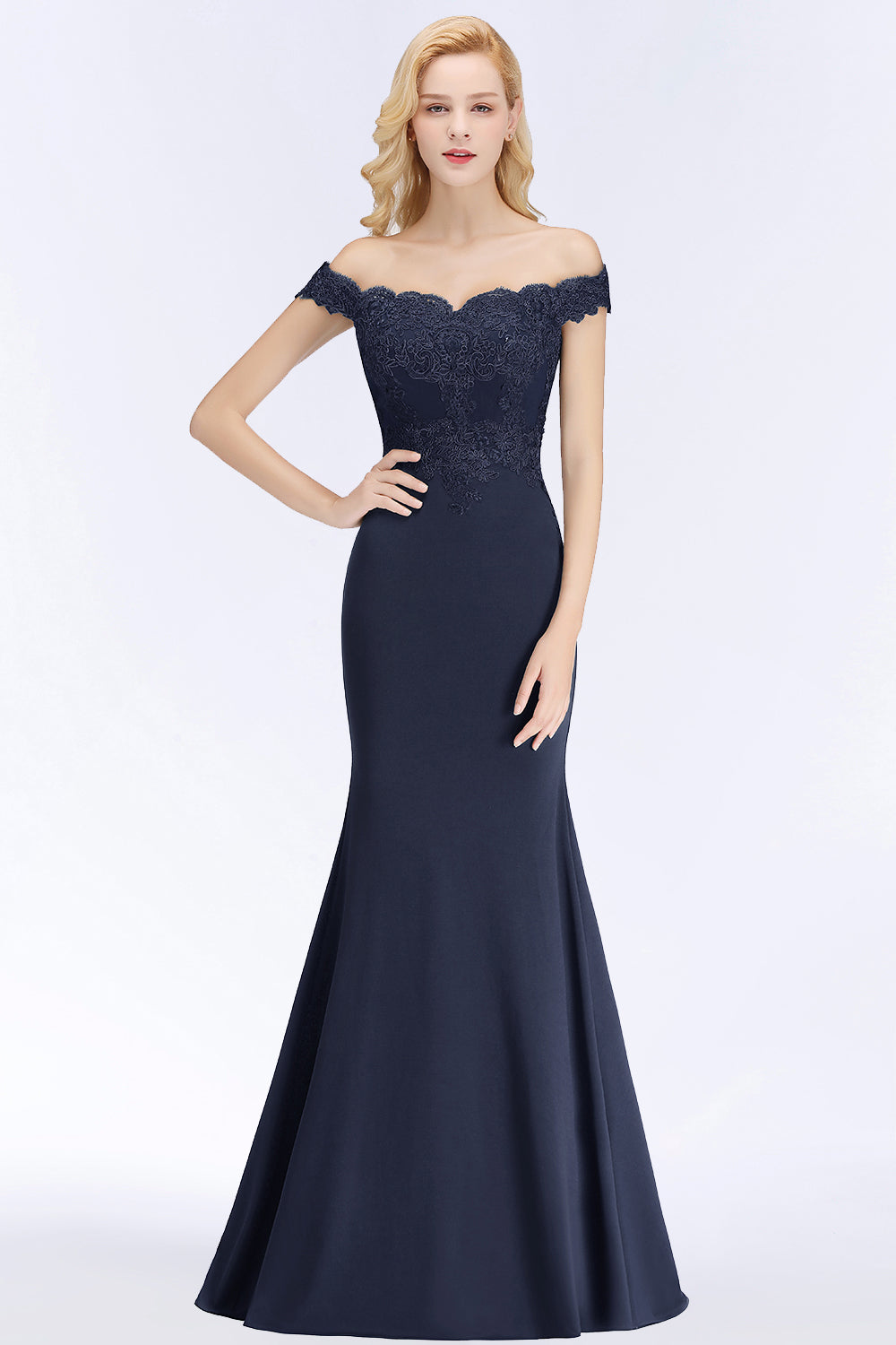 Elegant Long Mermaid Off the Shoulder Lace Bridesmaid Dresses