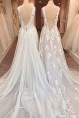 Classy Long A-Line Sweetheart Appliques Lace Open Back Ruffles Wedding Dress