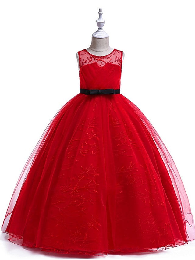 Long Ball Gown Floor Length Tulle Flower Girl Dresses