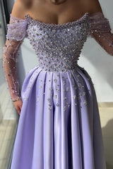A-line Strapless Long Satin Formal Prom Dress with Sleeves