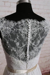 Elegant Long Sweetheart Lace Chiffon A-line Wedding Dress