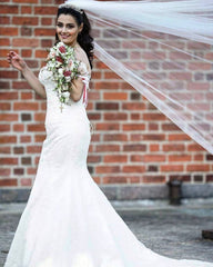 Elegant Long Mermaid Lace Off the Shoulder Wedding Dress