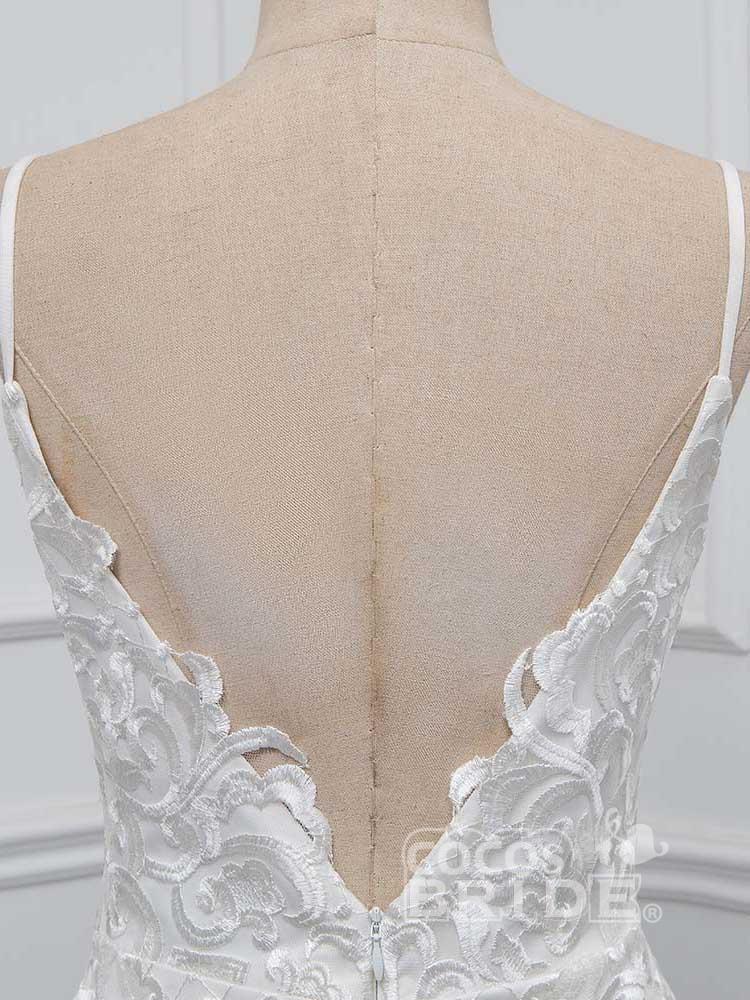 Elegant Long Spaghetti Strap Backless Mermaid Wedding Dresses