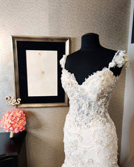 Luxury Long Mermaid Sweetheart Backless Tulle Lace Wedding Dress