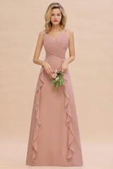 Elegant A-line Sweetheart Spaghetti Straps Floor Length Bridesmaid Dress With Ruched