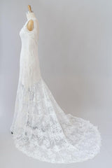 Elegant Long Sweetheart Lace Mermaid White Wedding Dress