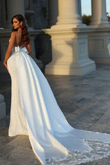 Charming Long Mermaid Sweetheart Lace Backless Wedding Dresses