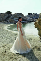 Boho Long A-line Sweetheart Chiffon Lace Wedding Dresses