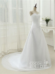 Gorgeous Long A-line Strapless Ruffle Beaded Tulle Wedding Dresses