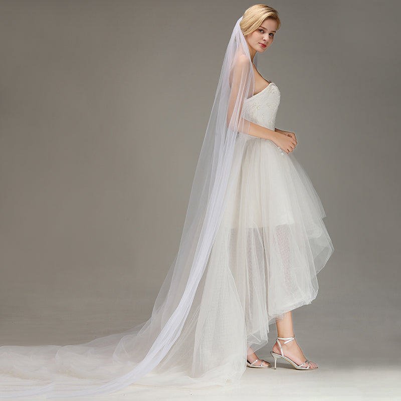 One Layer Cathedral Length Wedding Veil