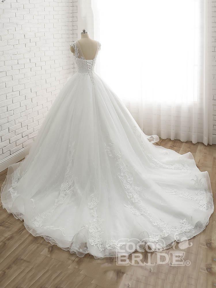 Luxury Long Sweetheart Lace-Up Tulle Ball Gown Wedding Dresses