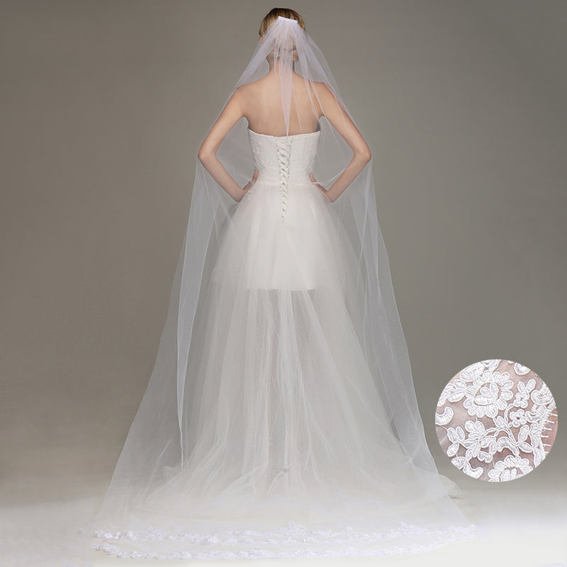 One Layer Cathedral Length Wedding Veil