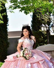 Elegant Long Off the Shoulder Tulle Ball Gown Quinceanera Dress