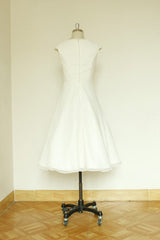 Short Cap Sleeve Chiffon Mini A-line Wedding Dress