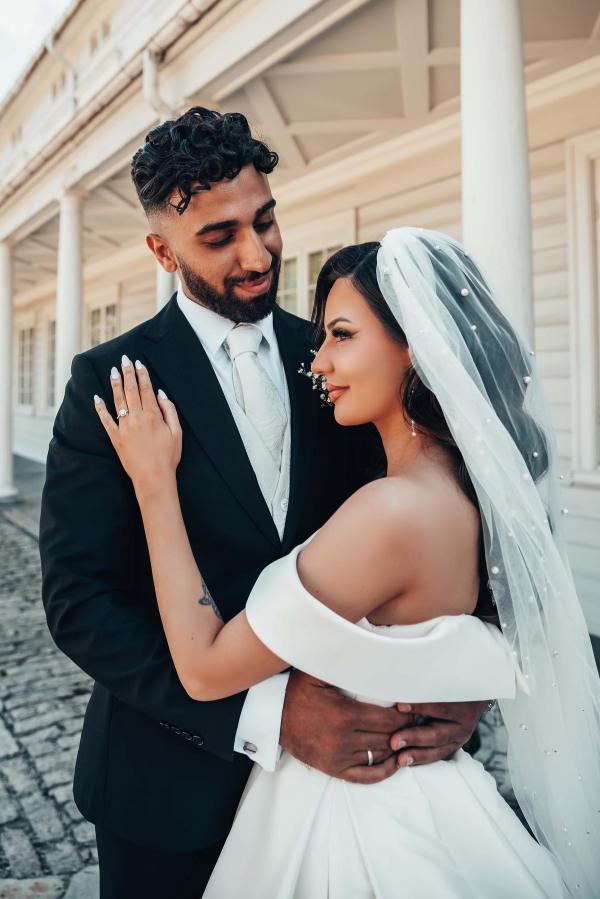Beautiful Long A-line Off the Shoulder Satin Wedding Dresses