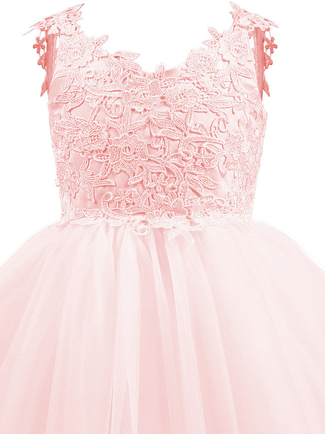 Short Ball Gown Tulle Flower Girl Dresses White First Communion Dresses