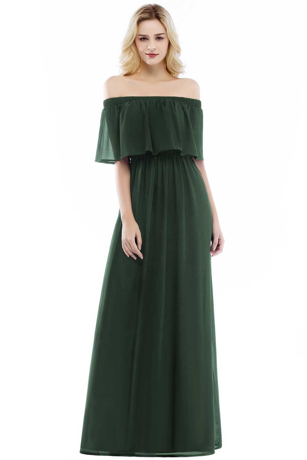Long A-line Off the Shoulder Chiffon Formal Evening Dresses