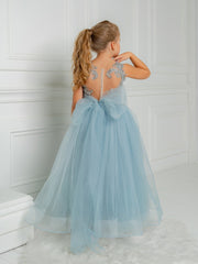 Cute Long A-line Tulle Boho Flower Girls Dresses with bow