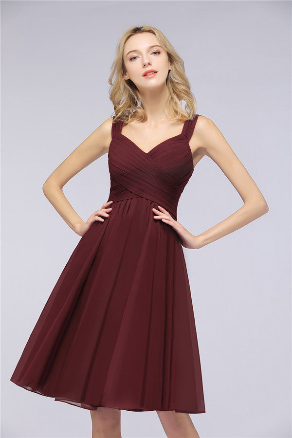 Sexy Ruffles Straps Sleeveless Short Bridesmaid Dresses