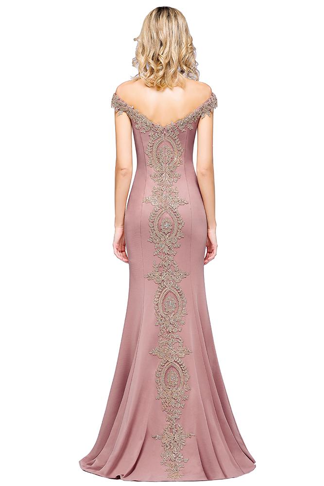 Off The Shoulder Mermaid Long Bridesmaid Dress with Appliques Lace