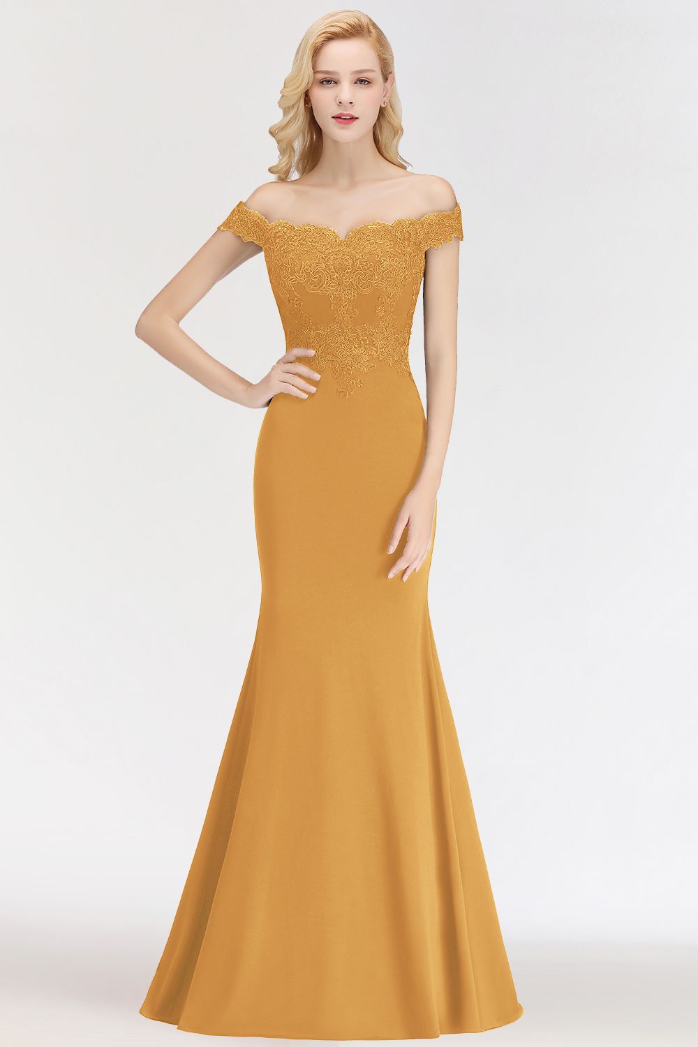 Elegant Long Mermaid Off the Shoulder Lace Bridesmaid Dresses