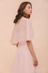Pink Ruffle Chiffon Special Occasions Wraps