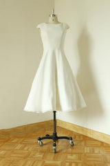 Short Cap Sleeve Chiffon Mini A-line Wedding Dress