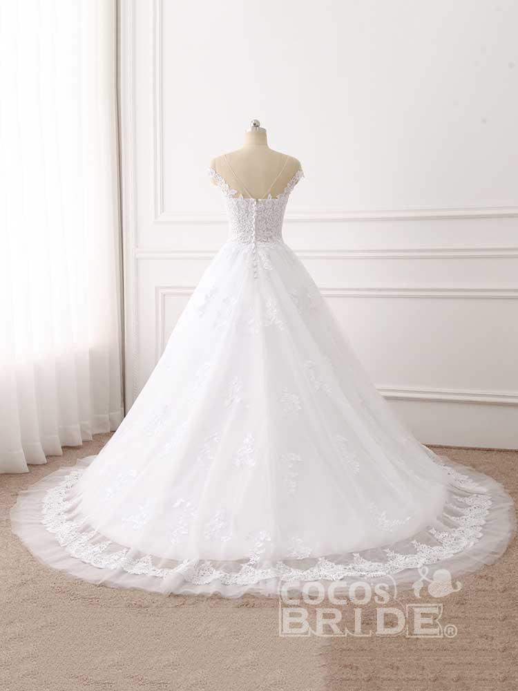 Long Tulle Lace Appliques Sweetheart Ball Gown Wedding Dresses