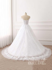 Long Tulle Lace Appliques Sweetheart Ball Gown Wedding Dresses