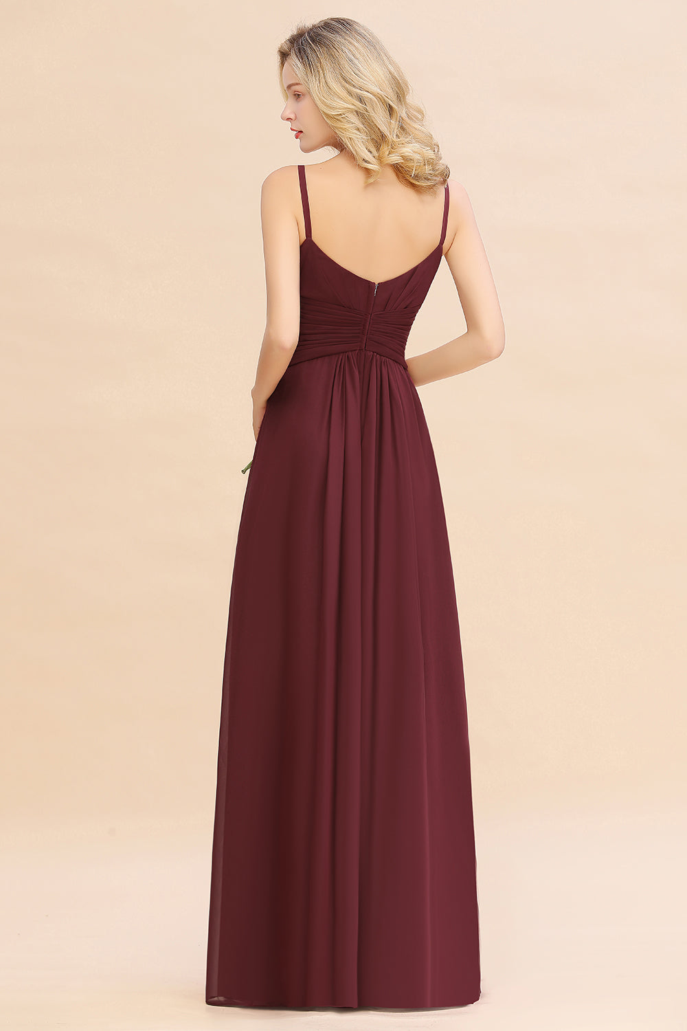 Elegant A-line Ruffles Spaghetti Straps Bridesmaid Dress