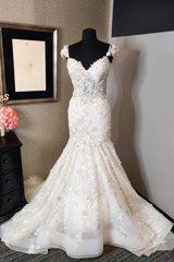 Luxury Long Mermaid Sweetheart Backless Tulle Lace Wedding Dress