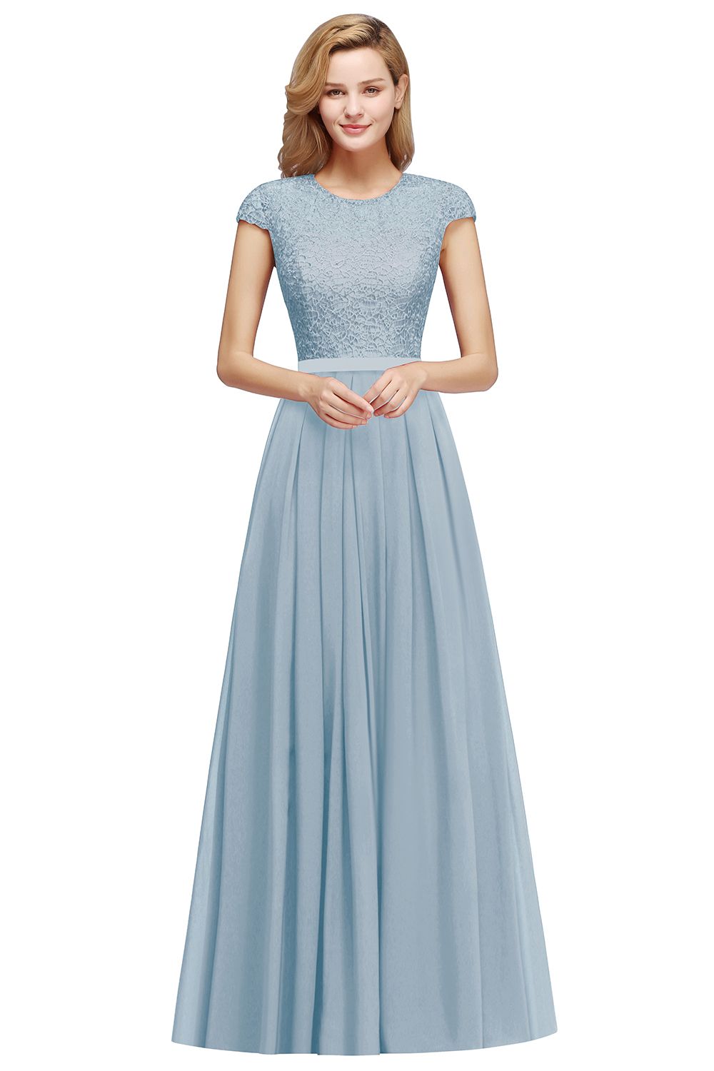 Burgundy Long A-line Chiffon Lace Bridesmaid Dresses