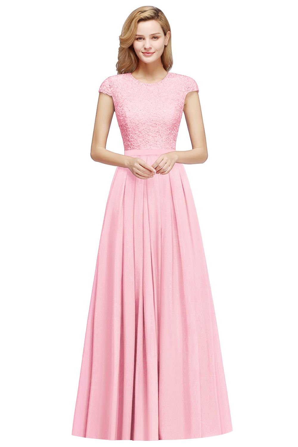 Burgundy Long A-line Chiffon Lace Bridesmaid Dresses