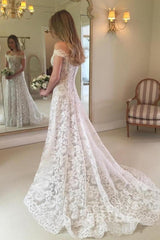 Elegant Long Boho Off the Shoulder Lace Mermaid Wedding Dress