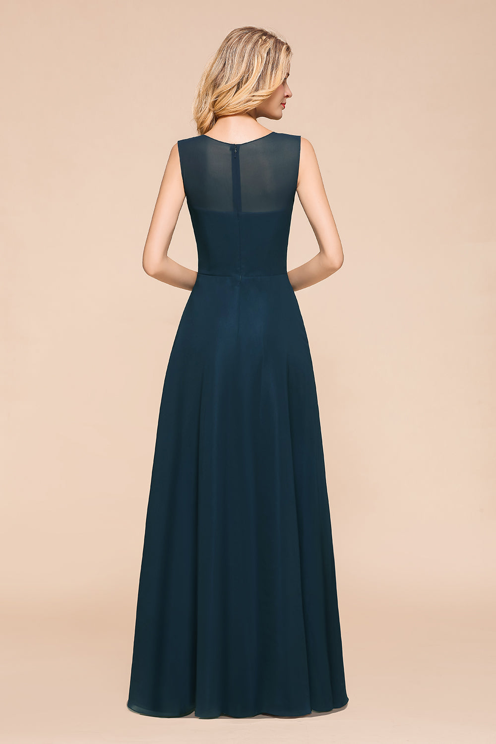 Chic Bateau Chiffon Floor Length A-Line Bridesmaid Dresses With Ruched