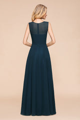 Chic Bateau Chiffon Floor Length A-Line Bridesmaid Dresses With Ruched