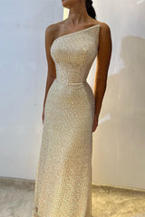 Simple Champagne Strapless Floor Length Mermaid Prom Dress