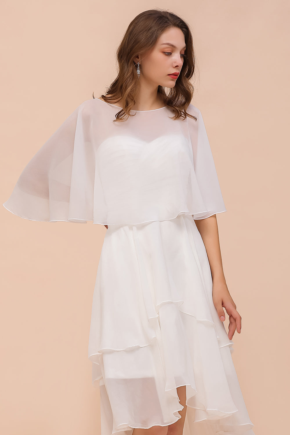 Jewel White Chiffon Special Occasions Wraps