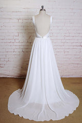 Sweetheart Long Lace Chiffon A-line Backless Wedding Dress