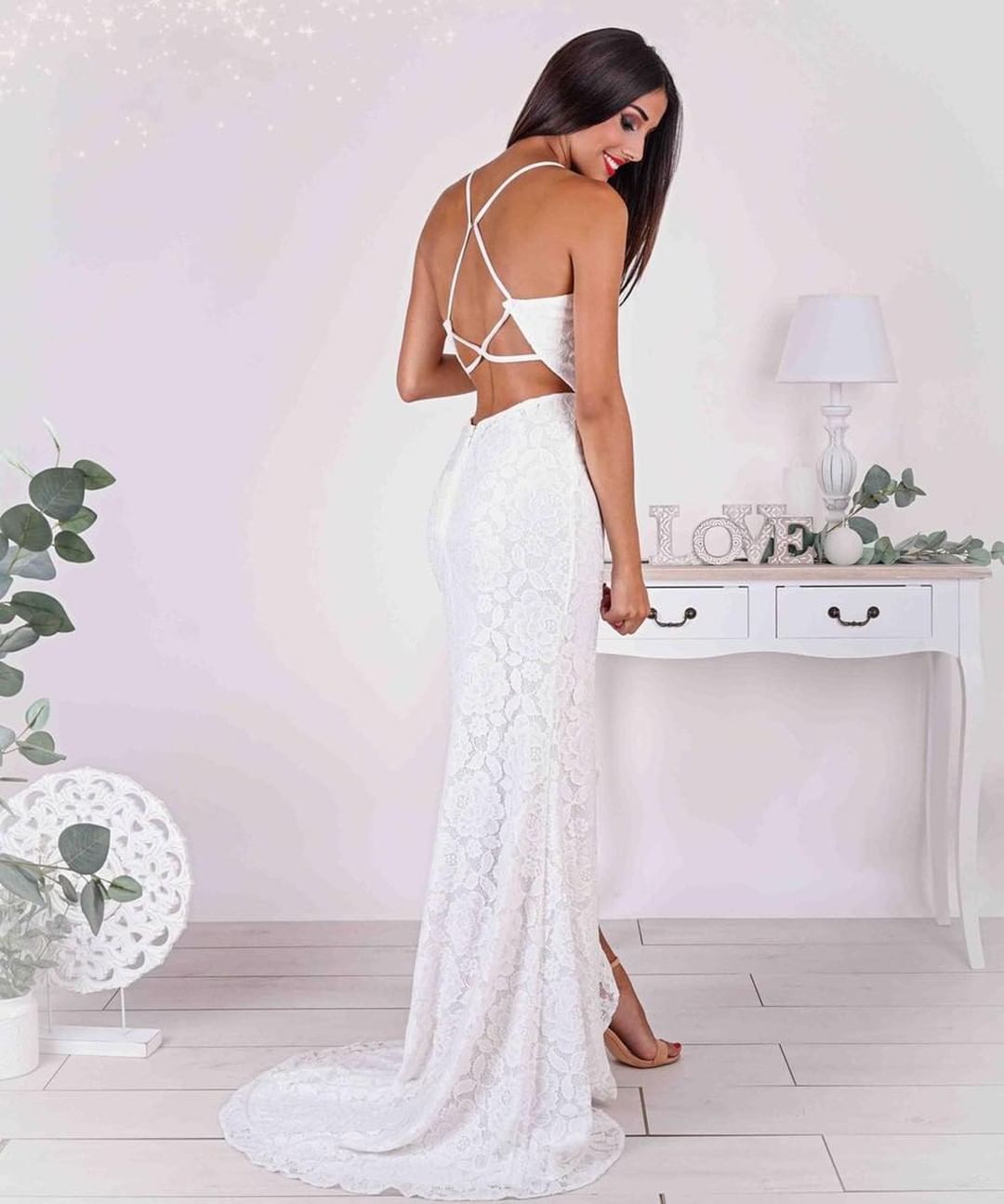 Simple Mermaid Strapless Spaghetti Straps Prom Dress with Slit