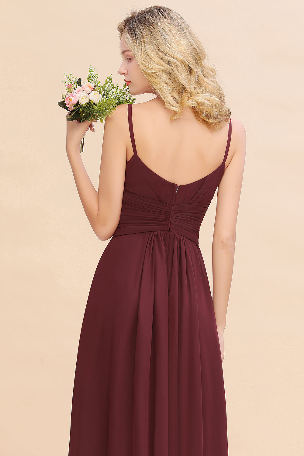Elegant A-line Ruffles Spaghetti Straps Bridesmaid Dress