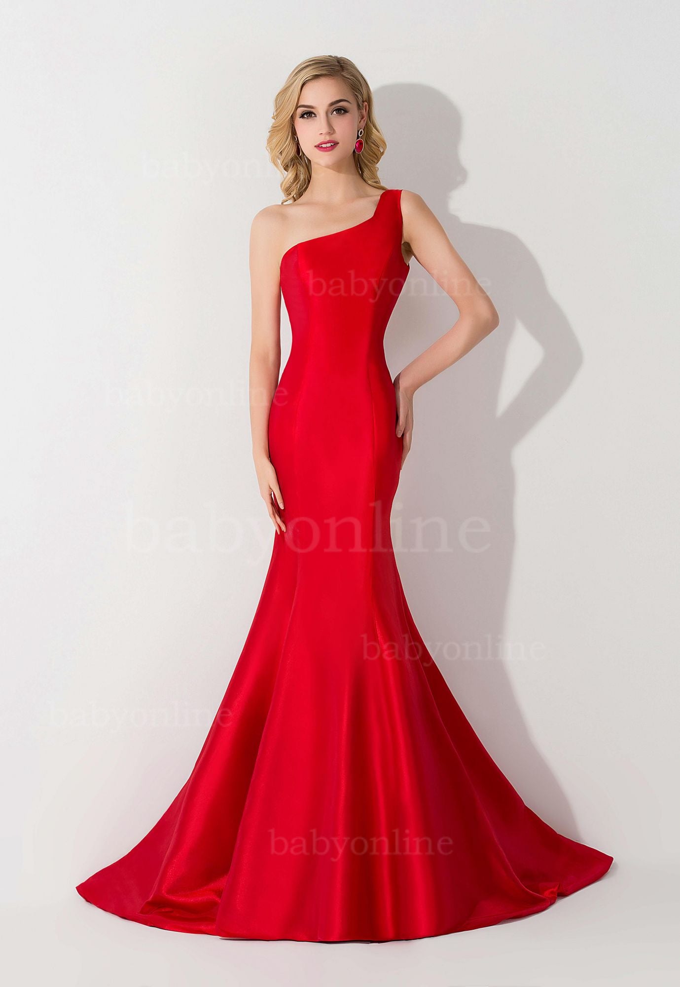 Mermaid Satin One Shoulder Sleeveless Floor Length Bridesmaid Dress