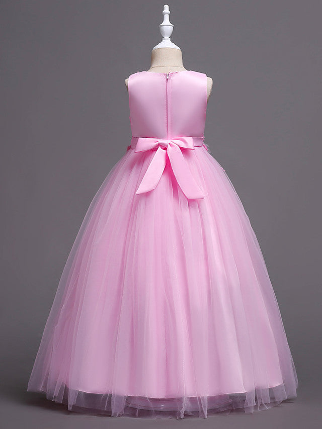 Princess Lace Tulle Floor Length Flower Girl Dresses for Wedding