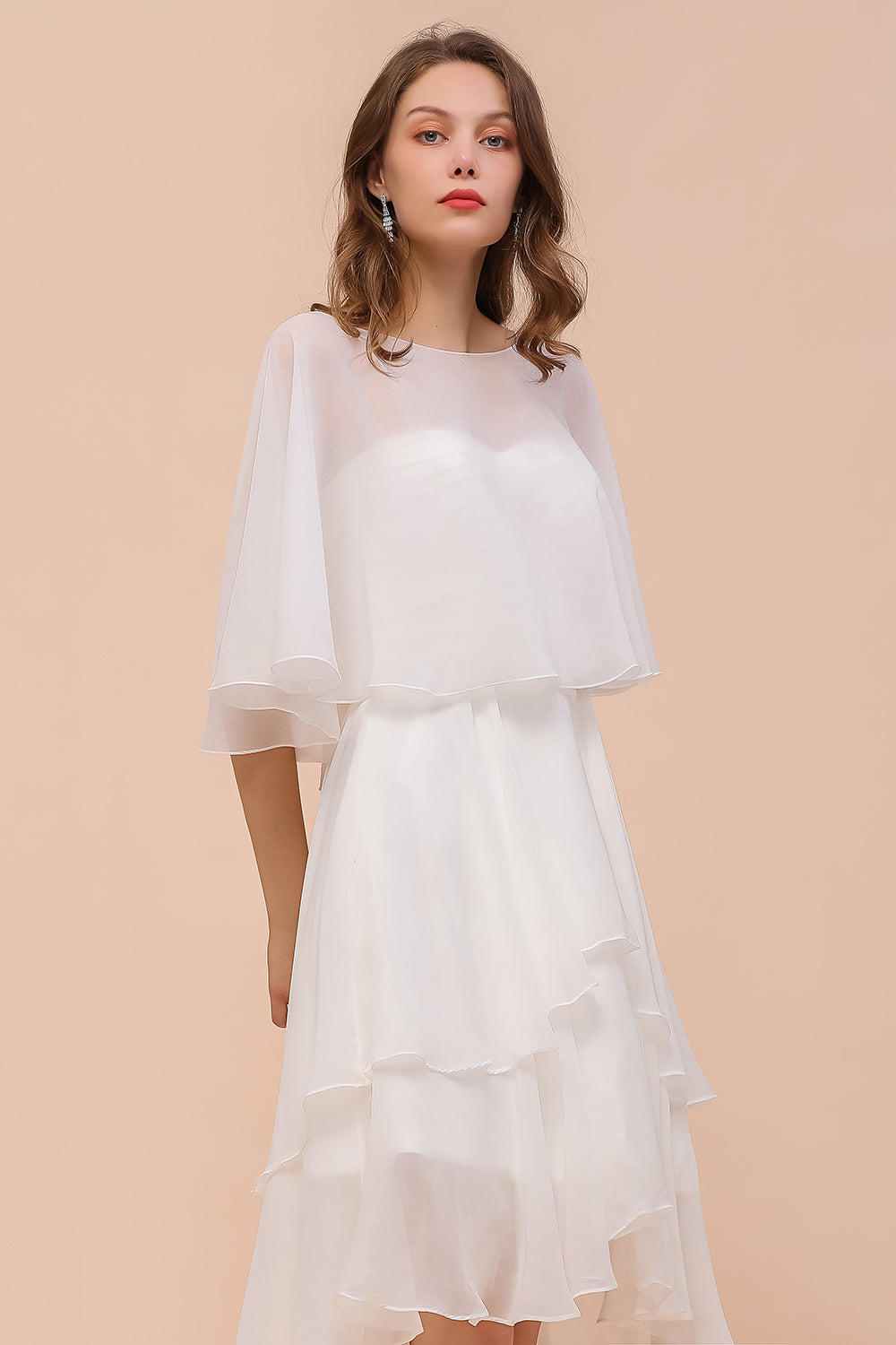 Jewel White Chiffon Special Occasions Wraps