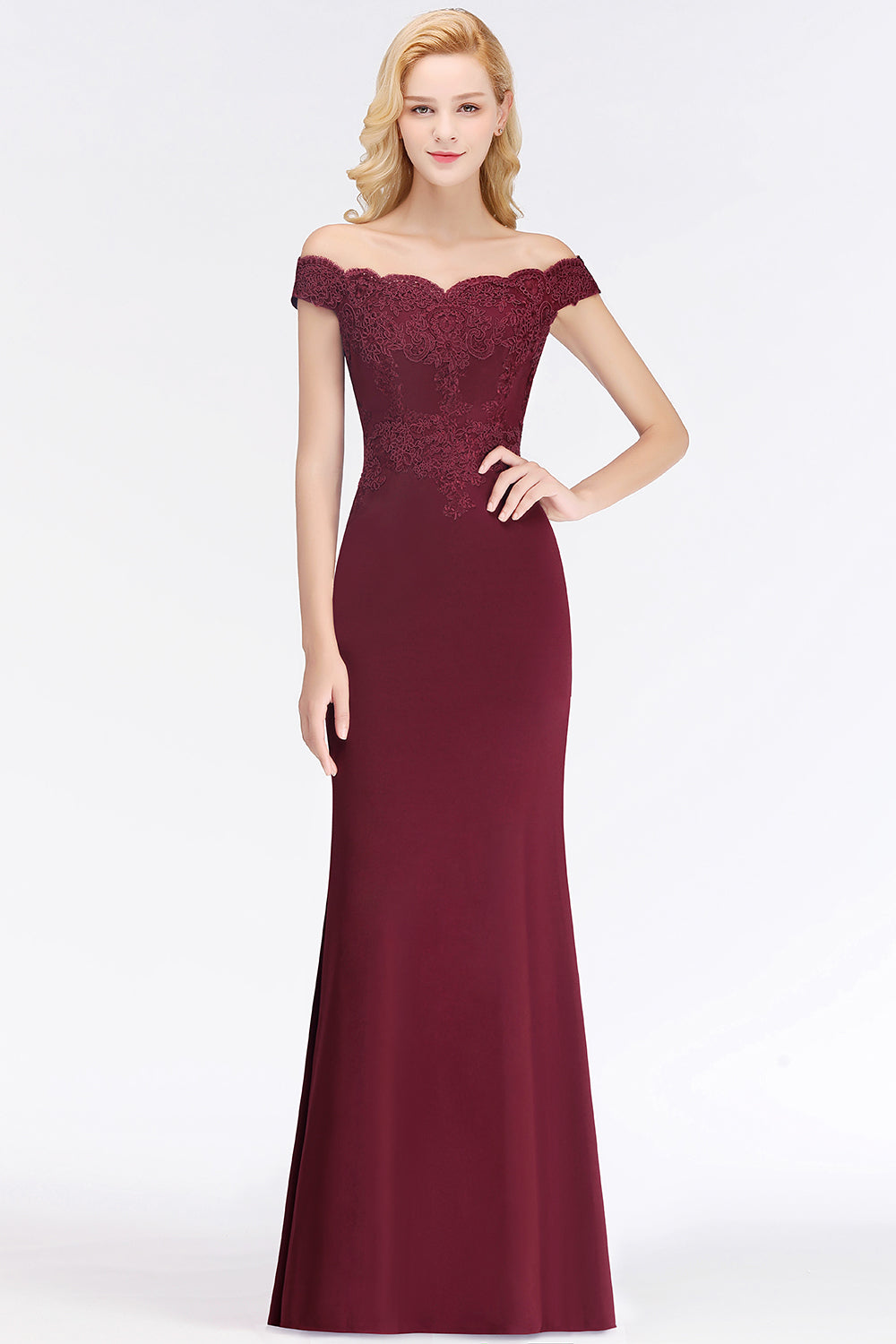 Mermaid Off the Shoulder Long Appliques Bridesmaid Dress