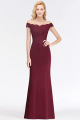 Mermaid Off the Shoulder Long Appliques Bridesmaid Dress