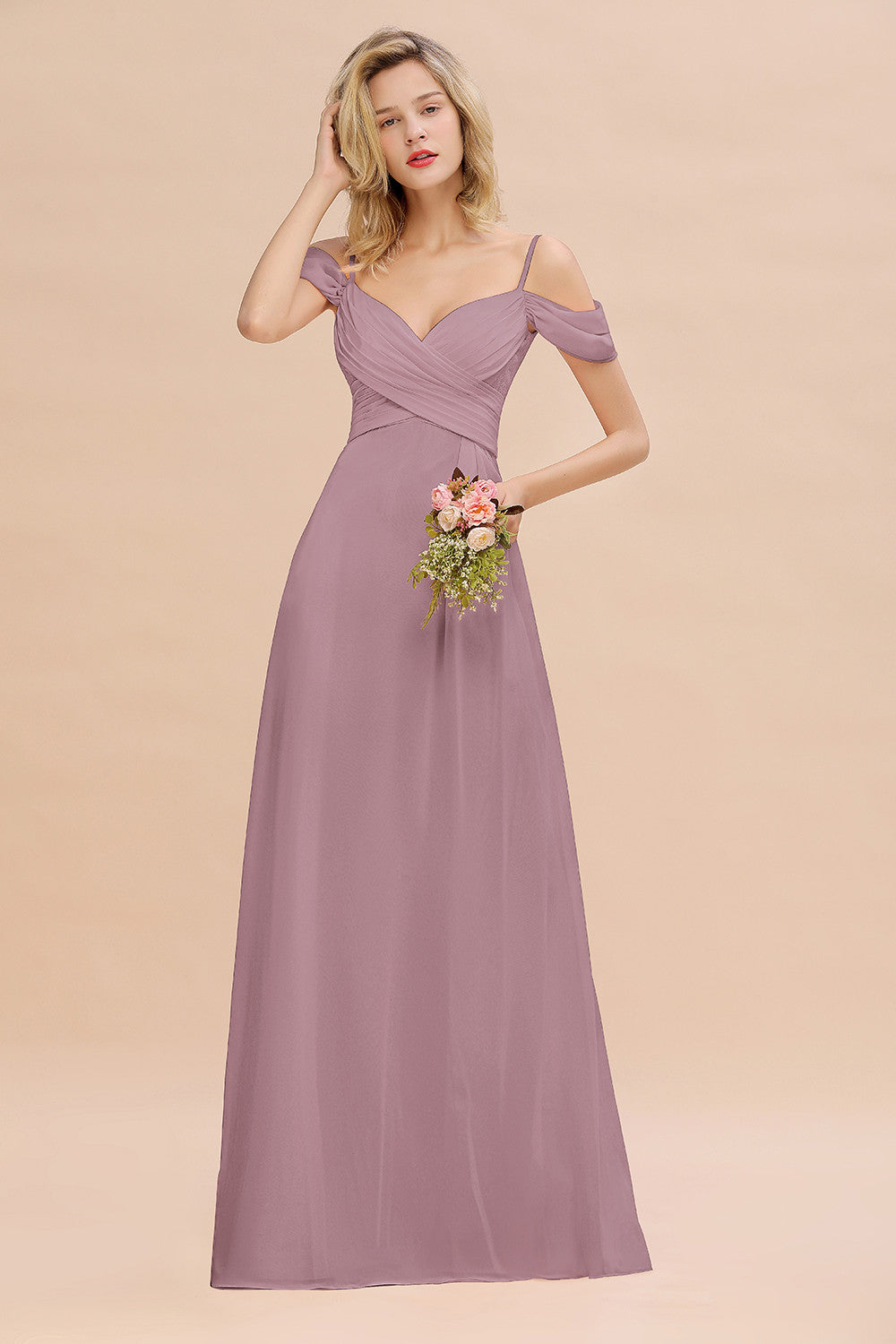 Spaghetti Straps Sweetheart Ruffles Bridesmaid Dress