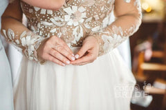 Charming A-line Sweetheart Chiffon Beading Long Sleeves Wedding Dress